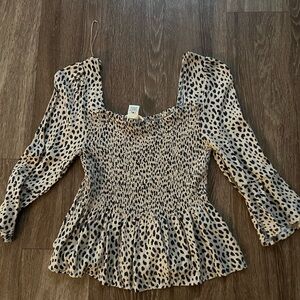 URBAN Romantics Animal Print Smocked Blouse